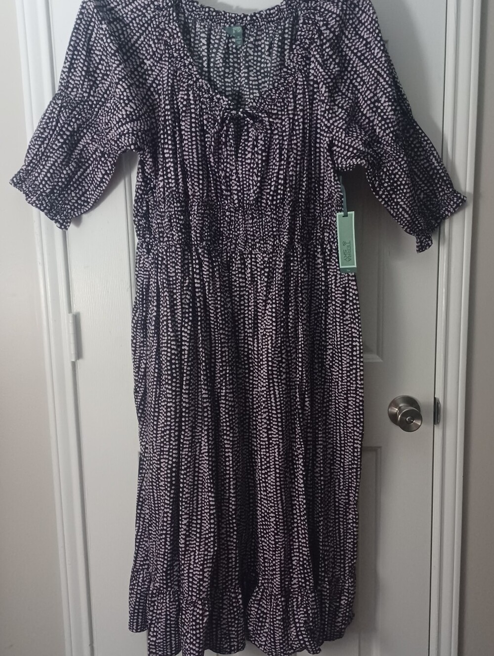 Terra & Sky Midi Polka Dot Dress Sz 2X